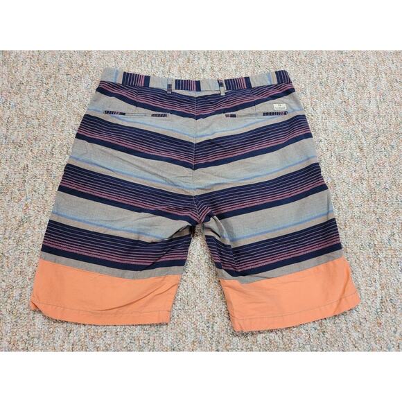 Scotch & Soda Shorts Mens 34 Grey Blue Orange Striped Southwestern Preppy Casual - Picture 8 of 13